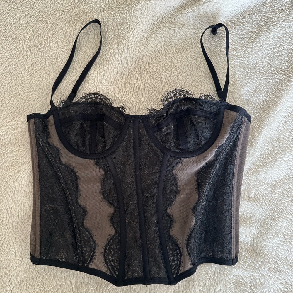 URBAN OUTFITTERS OUT FROM UNDER BLACK MODERN LOVE CORSET - XS